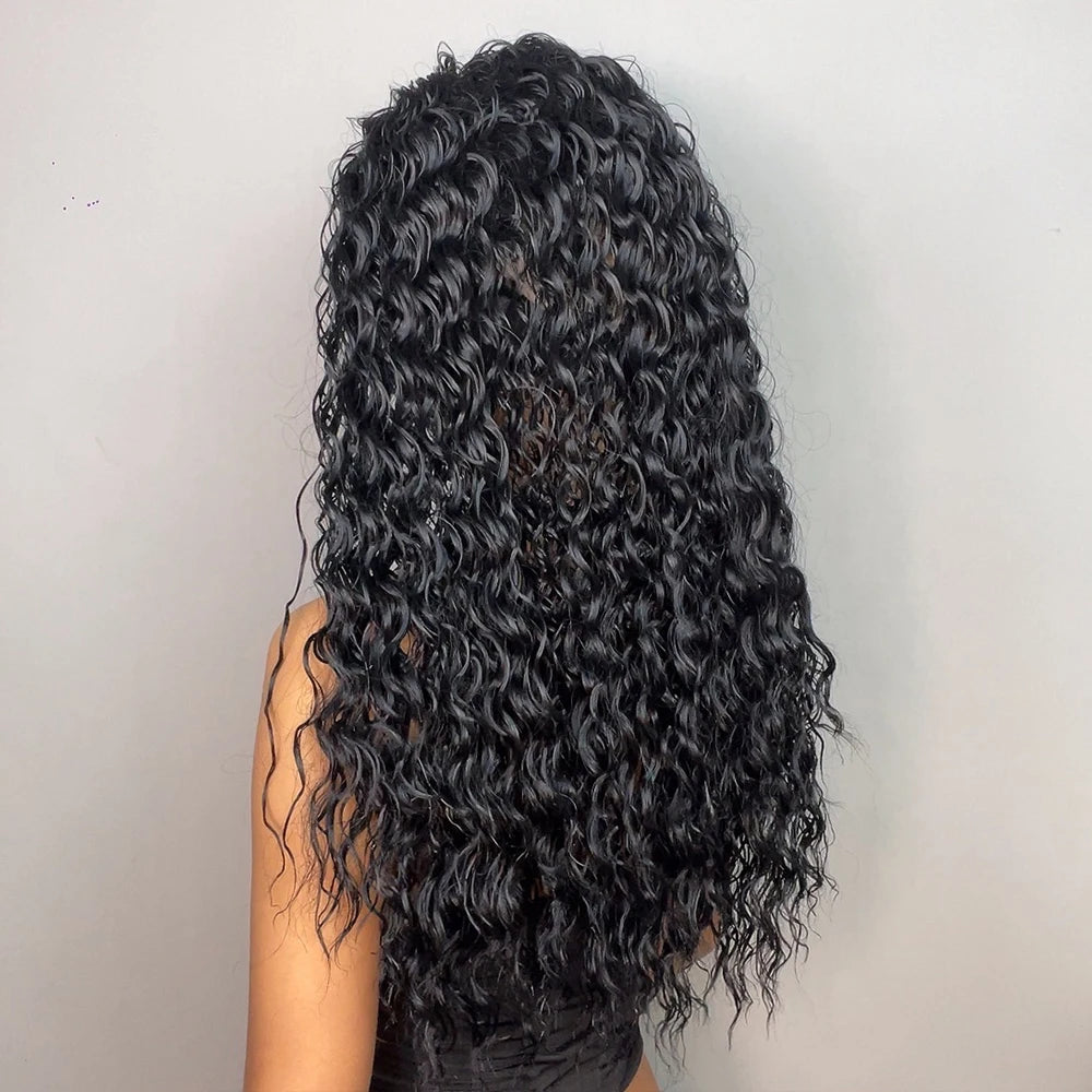 Curly Headband Synthetic Wigs Natural Black Long Women'S Headband Wig Deep Water Wave Bohemian Hair for Black Women Fake Hair