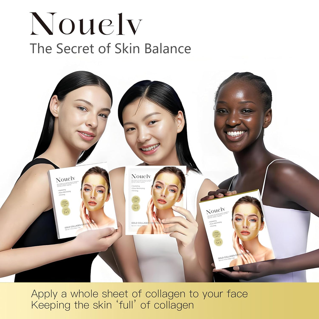 24K Gold Bio Collagen Face Mask, Hydrating Bio Collagen Mask Overnight Collagen Mask Hydrating Collagen Real Deep Mask Skin (34G X2Ea)
